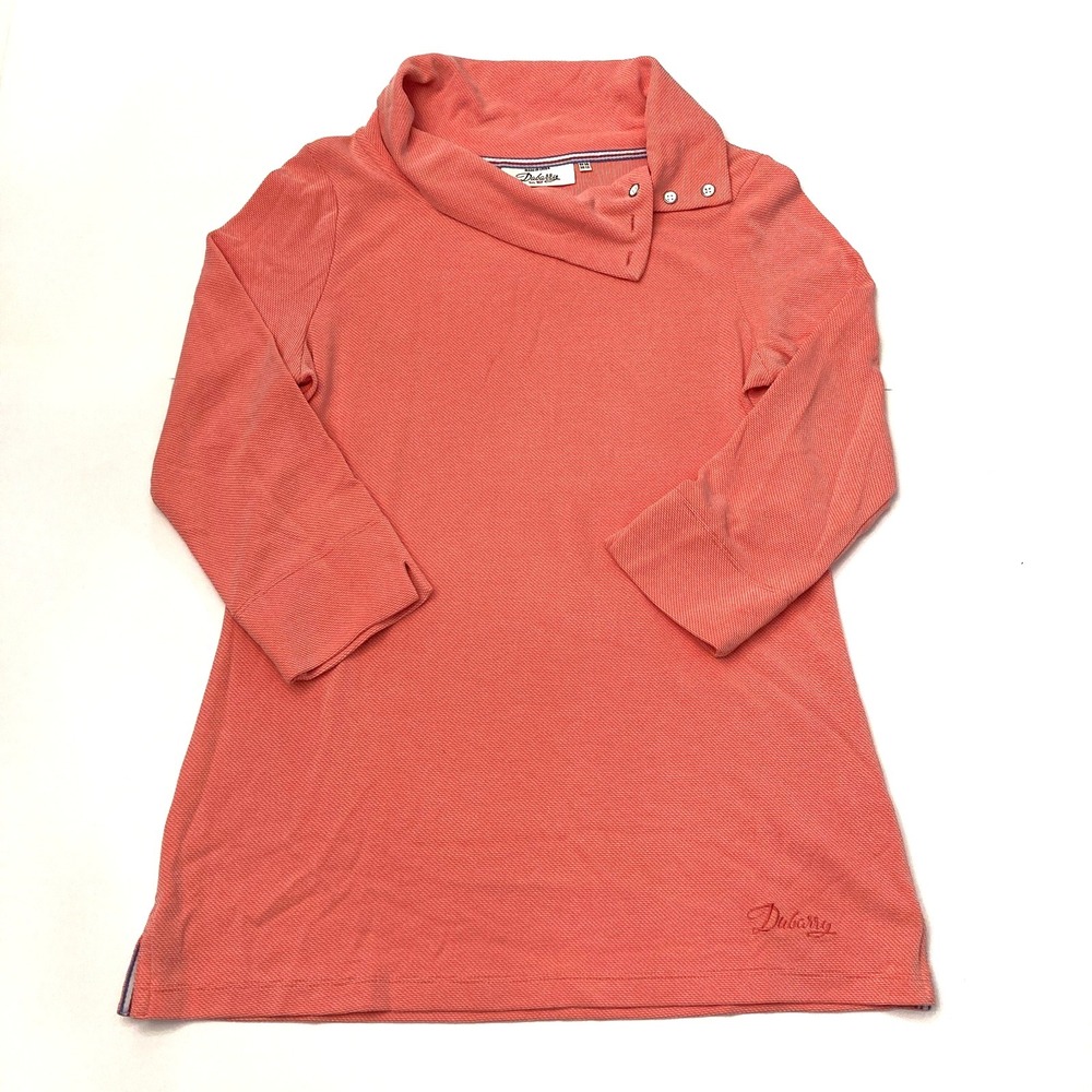 Dubarry‎ of Ireland Cowl 3/4 Sleeve Coral Shirt Top Womens EU 38 US 8 UK 12